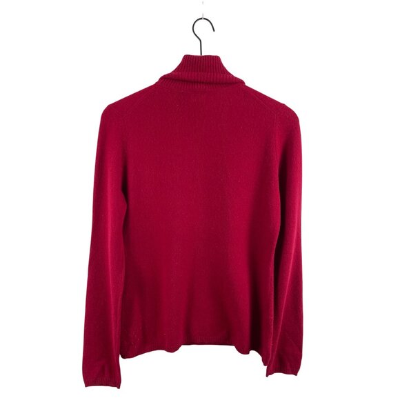 Ann Taylor Women's Medium 100% Cashmere Roll Turtleneck Long Sleeve Sweater Red - Picture 5 of 11